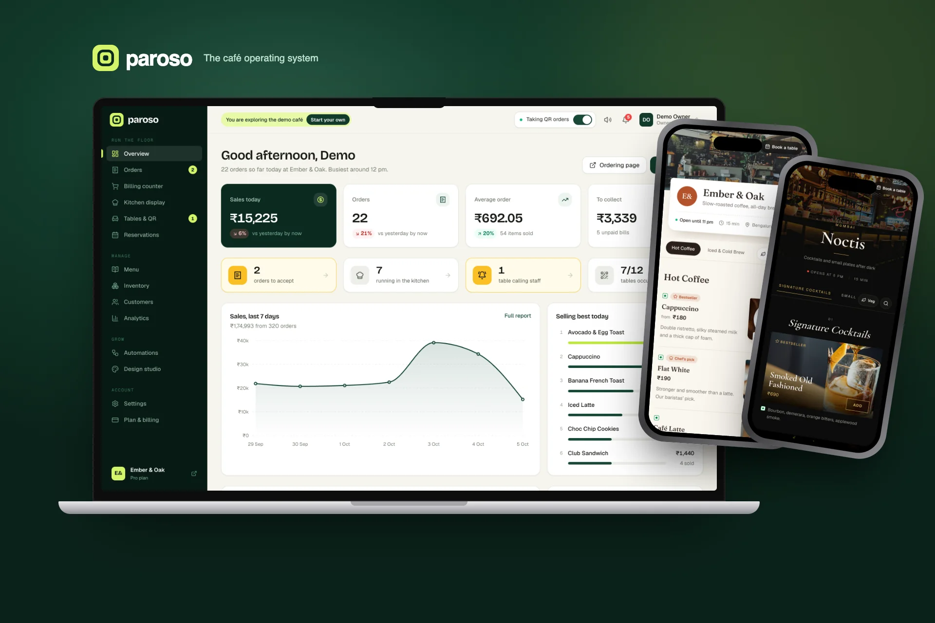 Paroso — SaaS · Restaurant POS & QR ordering